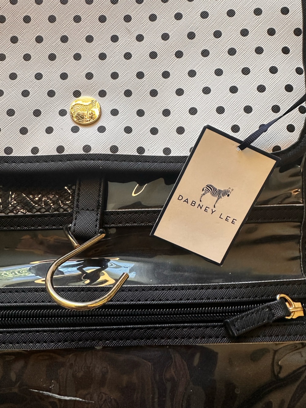 Dabney Lee - Black Patent Travel Tote with Polka Dot Lining